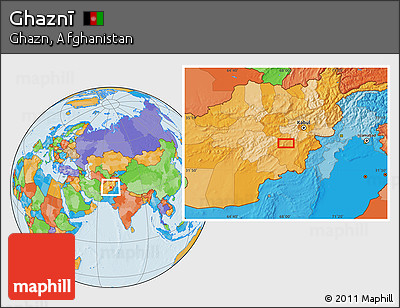 Political Location Map of Ghaznī