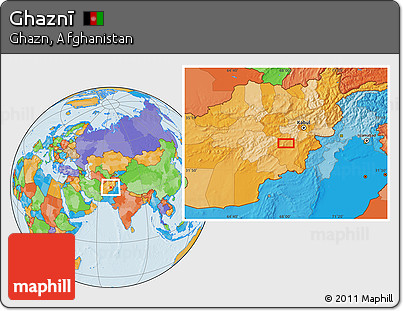 Political Location Map of Ghaznī