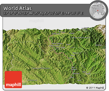 Satellite 3D Map of the Area around 33° 32' 52" N, 74° 1' 30" E