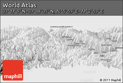Physical Panoramic Map of the Area around 33° 32' 52" N, 76° 34' 29" E