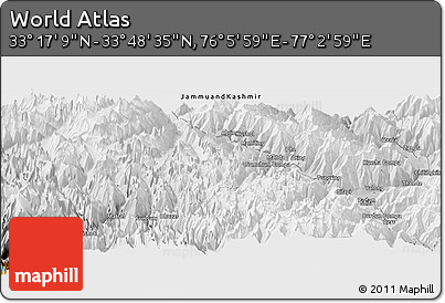 Physical Panoramic Map of the Area around 33° 32' 52" N, 76° 34' 29" E