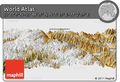Satellite Panoramic Map of the Area around 33° 32' 52" N, 76° 34' 29" E