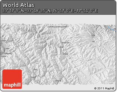 Physical 3D Map of the Area around 33° 32' 52" N, 77° 25' 30" E