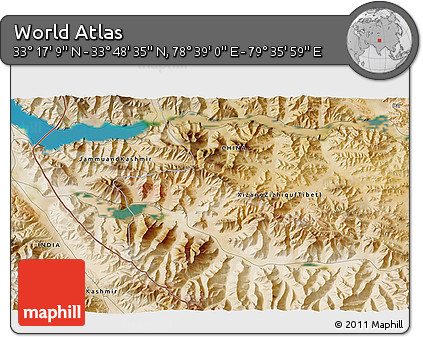 Satellite 3D Map of the Area around 33° 32' 52" N, 79° 7' 30" E