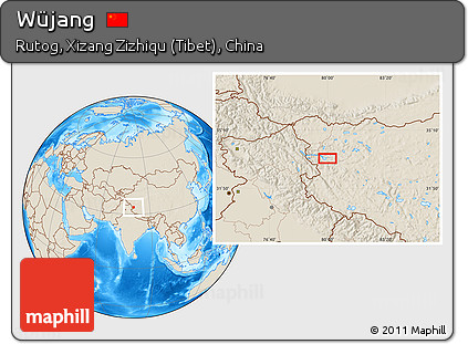 Shaded Relief Location Map of Wüjang