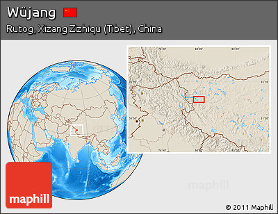 Shaded Relief Location Map of Wüjang