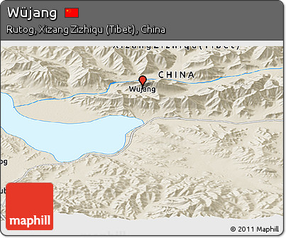 Shaded Relief Panoramic Map of Wüjang