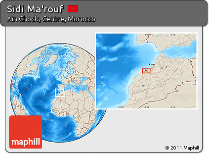 Shaded Relief Location Map of Sidi Ma'rouf