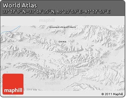 Physical 3D Map of the Area around 33° 32' 52" N, 80° 49' 29" E