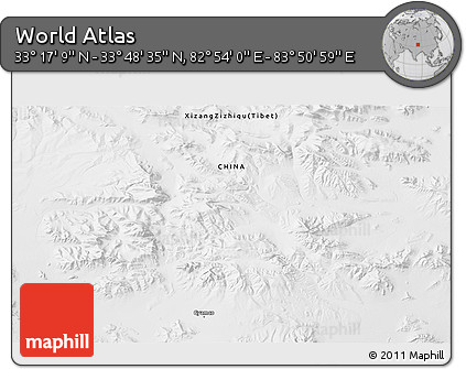 Physical 3D Map of the Area around 33° 32' 52" N, 83° 22' 30" E