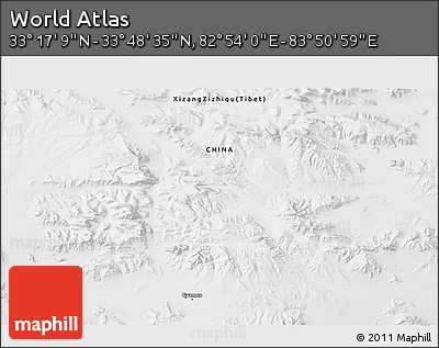 Physical 3D Map of the Area around 33° 32' 52" N, 83° 22' 30" E