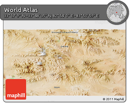 Satellite 3D Map of the Area around 33° 32' 52" N, 83° 22' 30" E