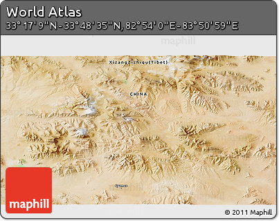 Satellite 3D Map of the Area around 33° 32' 52" N, 83° 22' 30" E