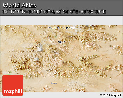 Satellite 3D Map of the Area around 33° 32' 52" N, 83° 22' 30" E