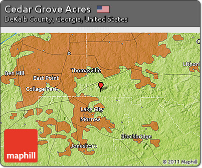 Physical 3D Map of Cedar Grove Acres