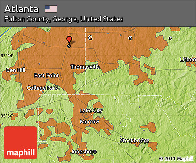 Physical Map of Atlanta