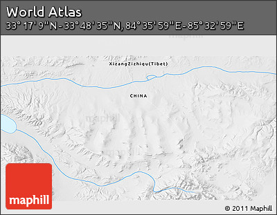Physical 3D Map of the Area around 33° 32' 52" N, 85° 4' 29" E