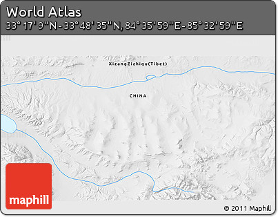 Physical 3D Map of the Area around 33° 32' 52" N, 85° 4' 29" E