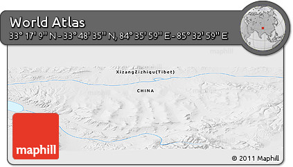 Physical Panoramic Map of the Area around 33° 32' 52" N, 85° 4' 29" E