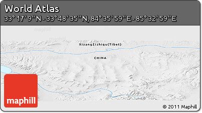 Physical Panoramic Map of the Area around 33° 32' 52" N, 85° 4' 29" E