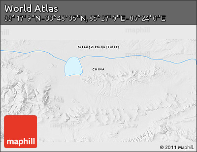 Physical 3D Map of the Area around 33° 32' 52" N, 85° 55' 30" E