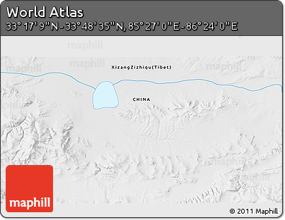 Physical 3D Map of the Area around 33° 32' 52" N, 85° 55' 30" E