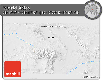 Physical 3D Map of the Area around 33° 32' 52" N, 86° 46' 30" E
