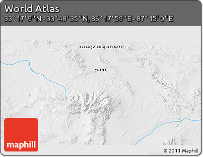 Physical 3D Map of the Area around 33° 32' 52" N, 86° 46' 30" E