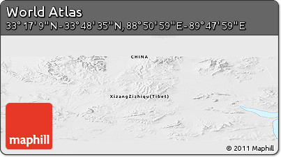 Physical Panoramic Map of the Area around 33° 32' 52" N, 89° 19' 29" E