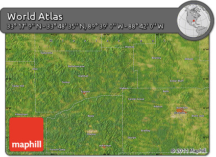 Satellite Map of the Area around 33° 32' 52" N, 89° 10' 30" W