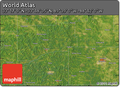 Satellite Map of the Area around 33° 32' 52" N, 89° 10' 30" W