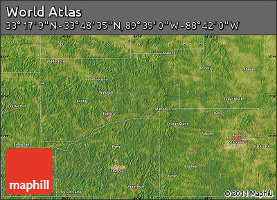 Satellite Map of the Area around 33° 32' 52" N, 89° 10' 30" W