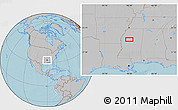Gray Location Map of the area around 33° 32' 52" N, 90° 1' 30" W, hill shading