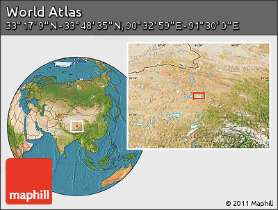 Satellite Location Map of the Area around 33° 32' 52" N, 91° 1' 30" E