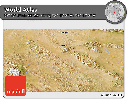 Satellite 3D Map of the Area around 33° 32' 52" N, 92° 43' 29" E