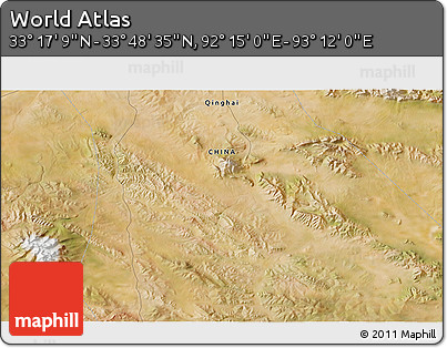 Satellite 3D Map of the Area around 33° 32' 52" N, 92° 43' 29" E