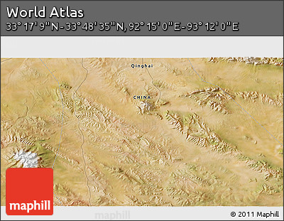 Satellite 3D Map of the Area around 33° 32' 52" N, 92° 43' 29" E