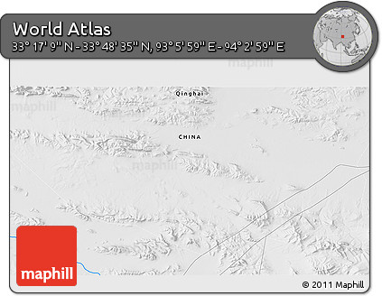 Physical 3D Map of the Area around 33° 32' 52" N, 93° 34' 29" E