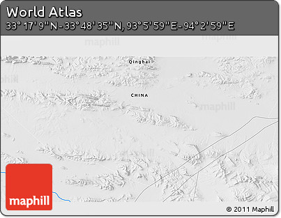 Physical 3D Map of the Area around 33° 32' 52" N, 93° 34' 29" E