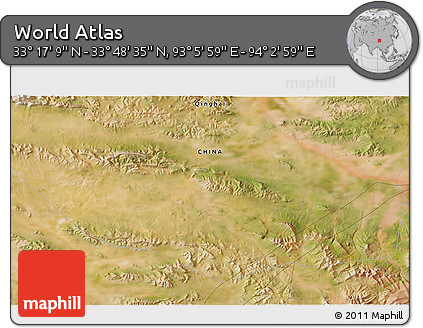 Satellite 3D Map of the Area around 33° 32' 52" N, 93° 34' 29" E