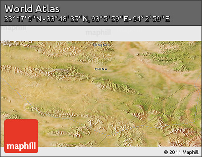 Satellite 3D Map of the Area around 33° 32' 52" N, 93° 34' 29" E