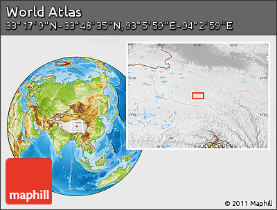 Physical Location Map of the Area around 33° 32' 52" N, 93° 34' 29" E