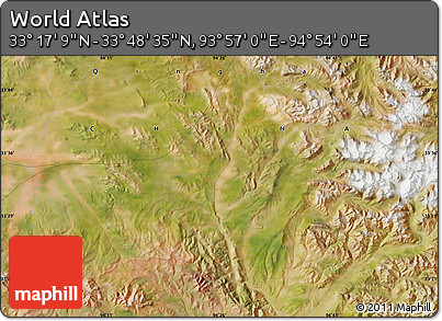 Satellite Map of the Area around 33° 32' 52" N, 94° 25' 30" E