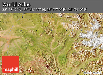 Satellite Map of the Area around 33° 32' 52" N, 94° 25' 30" E