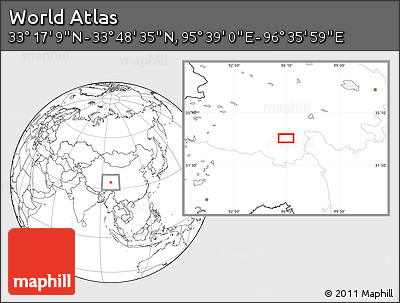 Blank Location Map of the Area around 33° 32' 52" N, 96° 7' 30" E