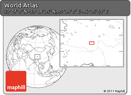 Blank Location Map of the Area around 33° 32' 52" N, 96° 7' 30" E