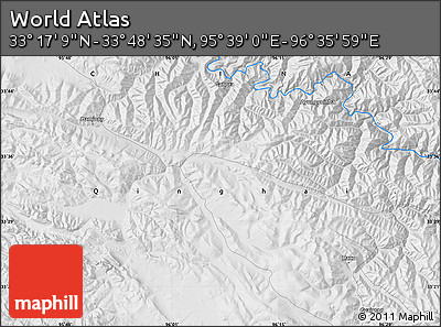 Physical Map of the Area around 33° 32' 52" N, 96° 7' 30" E