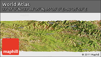 Satellite Panoramic Map of the Area around 33° 32' 52" N, 96° 7' 30" E