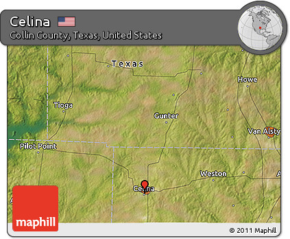 Satellite 3D Map of Celina