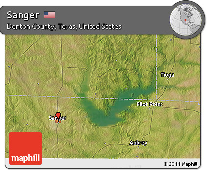 Satellite 3D Map of Sanger